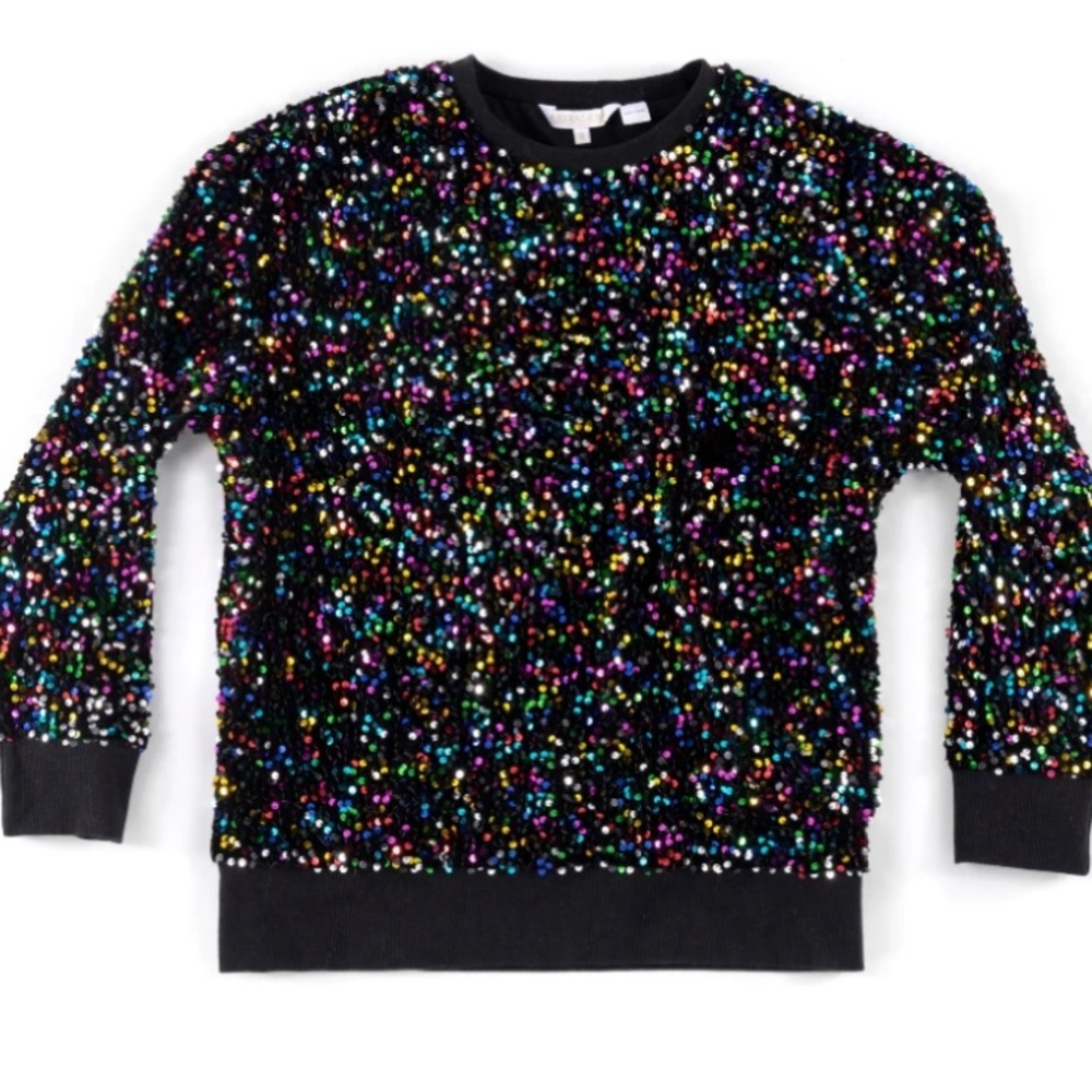 Shiraleah Black Multicolor Sequin Sweater